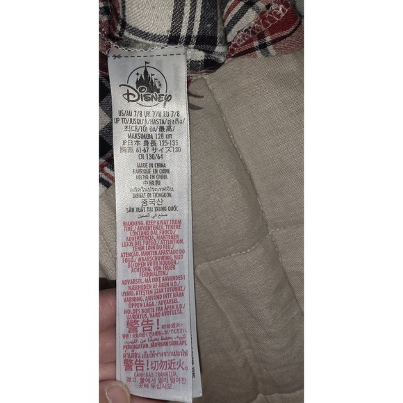 Disney Flannel Pajama Gown Mickey Mouse Holiday Plaid Christmas Girl Size 7/8‎ - Picture 7 of 10